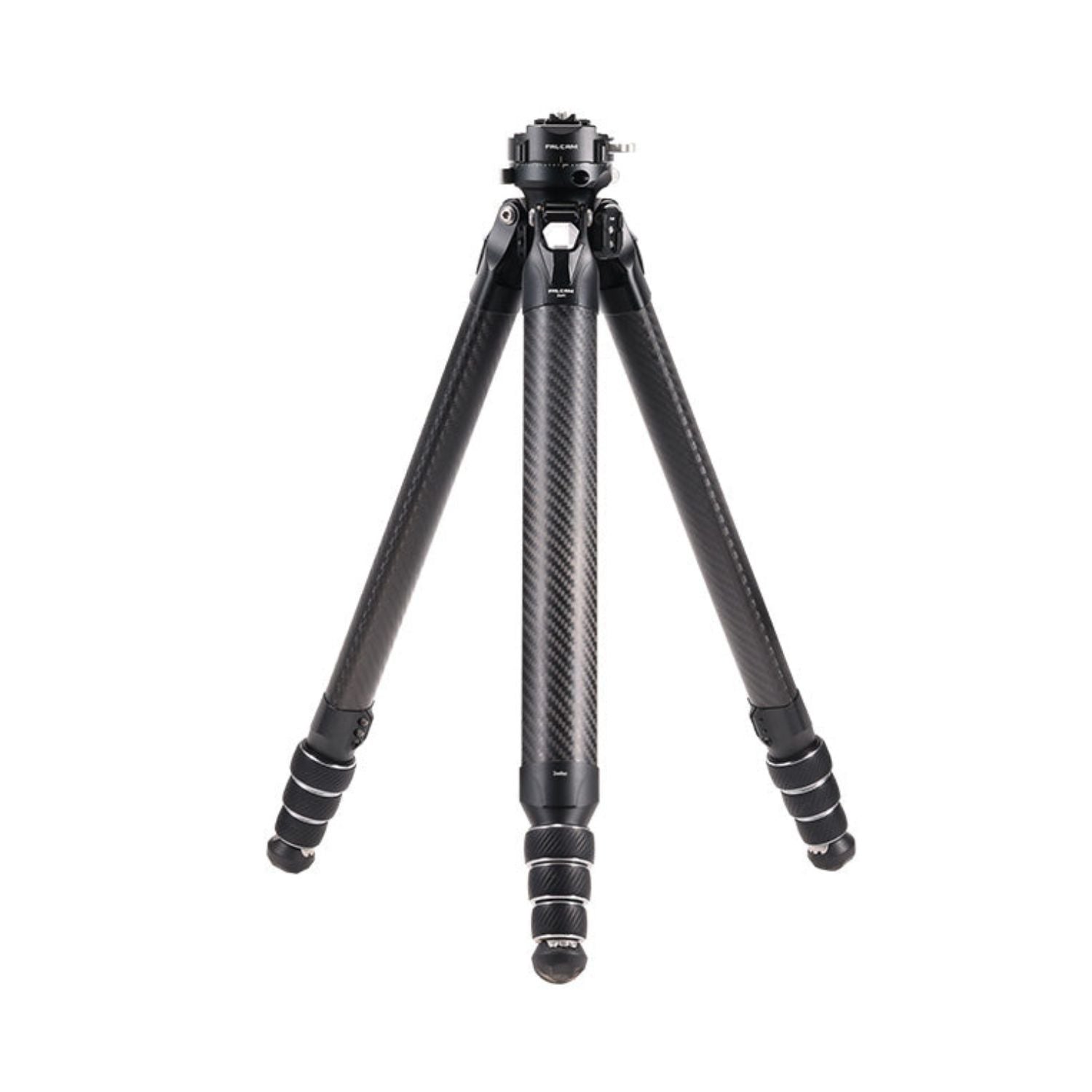 Carbon fiber travel tripod with three adjustable legs and mounting head, black